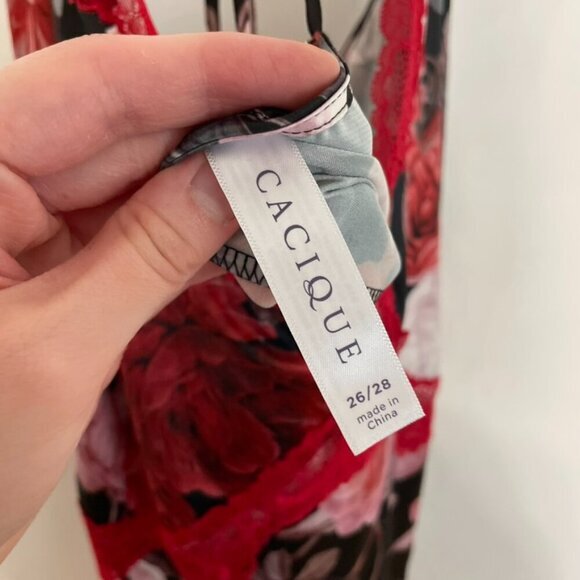 CACIQUE LANE BRYANT Plus Size Rose Bloom Floral Print / Lace Chemise Lingerie 4X - Picture 7 of 16